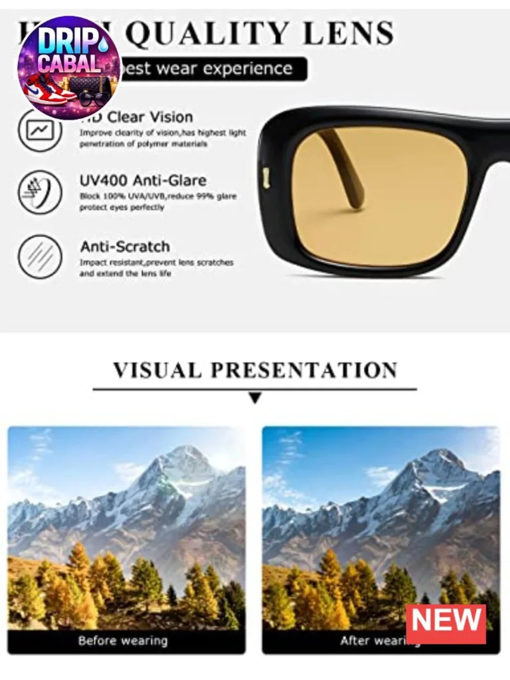 Y2K Oversized Square Sunglasses - Thick Frame Plastic Polarized Shades